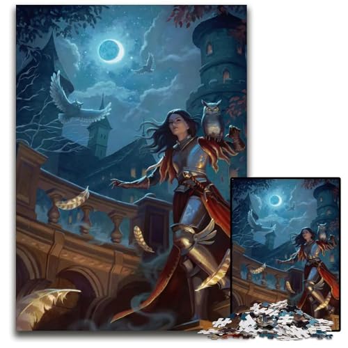 NachteulenPuzzle 1000 Teile für Erwachsene Holzpuzzle Weihnachten Halloween Ostern Neujahr 1000 Teile (75 x 50 cm) von mowenbingpeng