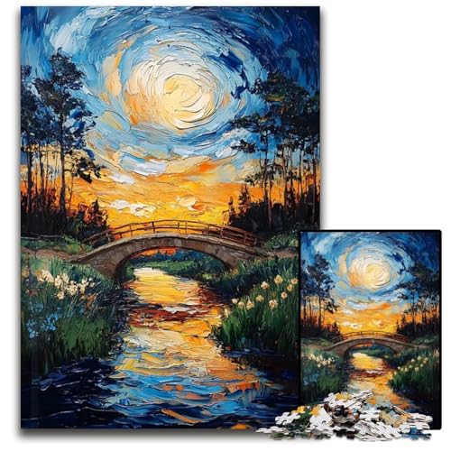 Naturbrücke Sonnenuntergang 1000teiliges Puzzle Holzpuzzles Spaß zu Hause Aktivitäten Geburtstagsgeschenk Reisegeschenke 1000 PCS (75x50cm) von mowenbingpeng
