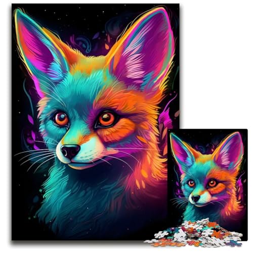 NeonFennekFuchsPuzzle 1000 Teile für Erwachsene Holzpuzzle für Teenager ideales Geburtstags 1000 Teile (75 x 50 cm) von mowenbingpeng