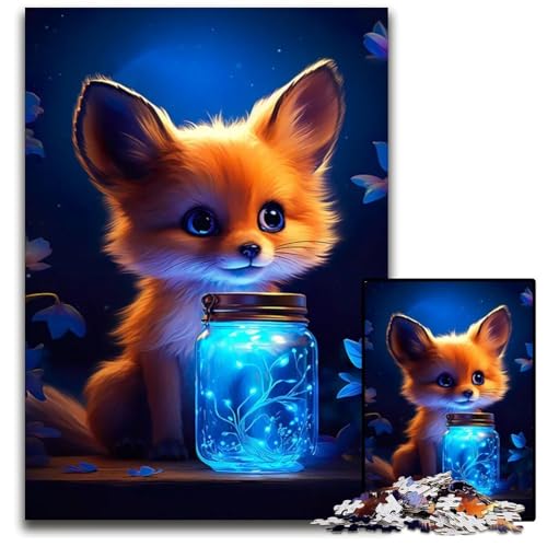 Niedliches FuchsPuzzle Leuchtend 1000 Teile für Erwachsene unmögliches Puzzle für Erwachsene Heimdekoration Denkspiel für Teenager Familieninteraktion 1000 Teile (75 x 50 cm) von mowenbingpeng