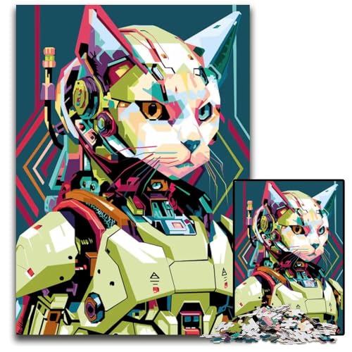 Niedliches farbenfrohes Puzzle mit roter Katze 1000 Teile Puzzle für Erwachsene für Teenager Teenager ideales Geburtstags 1000 Teile (75 x 50 cm) von mowenbingpeng