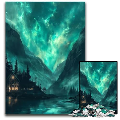 Nordic Nature Aurora Puzzles 1000 Teile für Erwachsene Puzzles für Erwachsene ideal für Teenager Sammler Reisegeschenk Familienaktivität 1000 PCS (38 x 26 cm) von mowenbingpeng