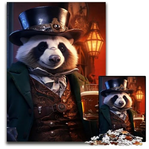 PandaSteampunkTrinkpuzzle für Erwachsene 1000teiliges Holzpuzzle Spaß für den Familienspielabend DIYDekorationskunstwerk 1000 PCS (75 x 50 cm) von mowenbingpeng