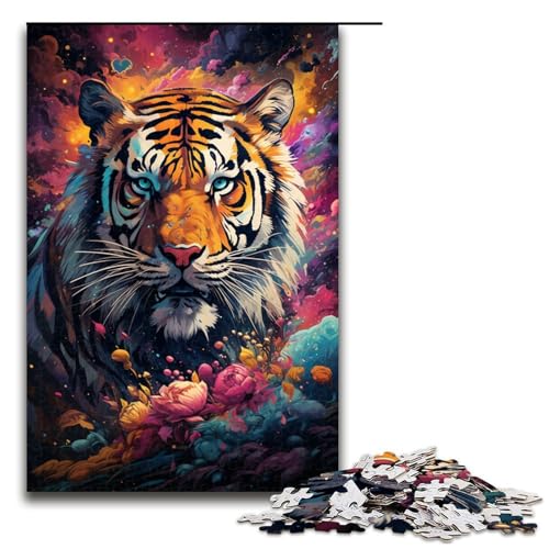Puzzle „Color Painting Tiger“ 1000 Teile Holzpuzzle für Erwachsene und Kinder ab 12 Jahren Familienspaß-Puzzle 1000 Teile (75 x 50 cm) von mowenbingpeng