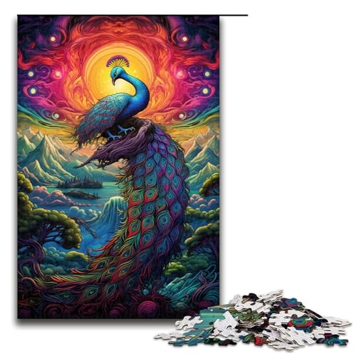 Puzzle „Color Peacock“ 1000 Teile Holzpuzzle für Erwachsene und Kinder ab 12 Jahren Familienspaß-Puzzle 1000 Teile (75 x 50 cm) von mowenbingpeng