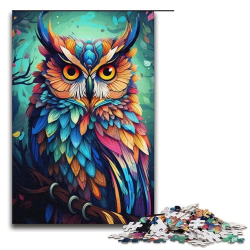 Puzzle „Eule in Farbe“ 1000 Teile Holzpuzzle für Erwachsene und Kinder ab 12 Jahren Familienspaß-Puzzle 1000 Teile (38 x 26 cm) von mowenbingpeng