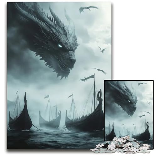 Puzzle 1000 Teile „Der Schatten des grauen Drachen“ Denkspiel für Teenager und Familieninteraktion 1000 Teile (38 x 26 cm) von mowenbingpeng