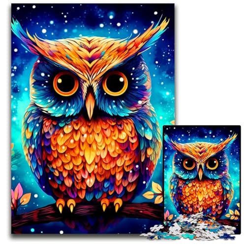 Puzzle 1000 Teile Bunte Eulen Denkspiel für Teenager Familieninteraktion 1000 Teile (38 x 26 cm) von mowenbingpeng