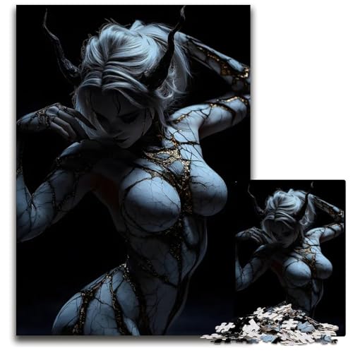 Puzzle 1000 Teile Dämon mit rissiger Haut Denkspiel für Teenager Familieninteraktion 1000 Teile (75 x 50 cm) von mowenbingpeng