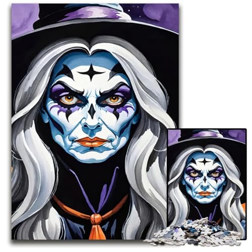 Puzzle 1000 Teile Hexenporträt schwierige Puzzles für Erwachsene Lernspielzeug für Jugendliche HeimbüroDekor 1000 PCS (75 x 50 cm) von mowenbingpeng