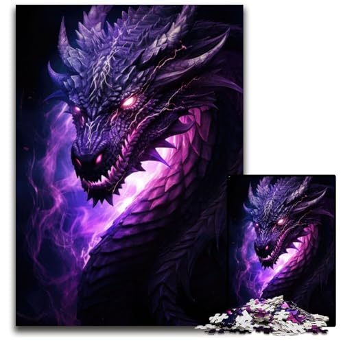 Puzzle 1000 Teile Lila Drache Puzzles Denkspiel für Teenager Familieninteraktion 1000 PCS (75x50cm) von mowenbingpeng