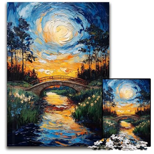 Puzzle 1000 Teile Naturbrücke Sonnenuntergang Puzzle Denkspiel für Teenager Familieninteraktion 1000 Teile (38 x 26 cm) von mowenbingpeng