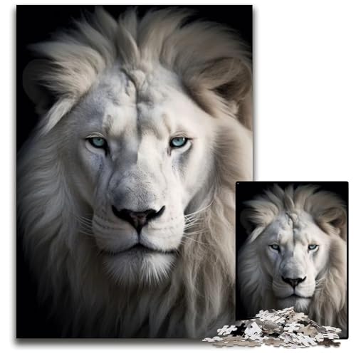 Puzzle 1000 Teile Porträt eines weißen Löwen schwierige Puzzles für Erwachsene Lernspielzeug für Jugendliche HeimbüroDekor 1000 PCS (38 x 26 cm) von mowenbingpeng