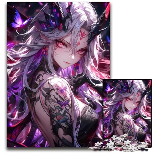 Puzzle 1000 Teile Tätowiertes AnimeMädchen Puzzle Denkspiel für Teenager Familieninteraktion 1000 Teile (38 x 26 cm) von mowenbingpeng