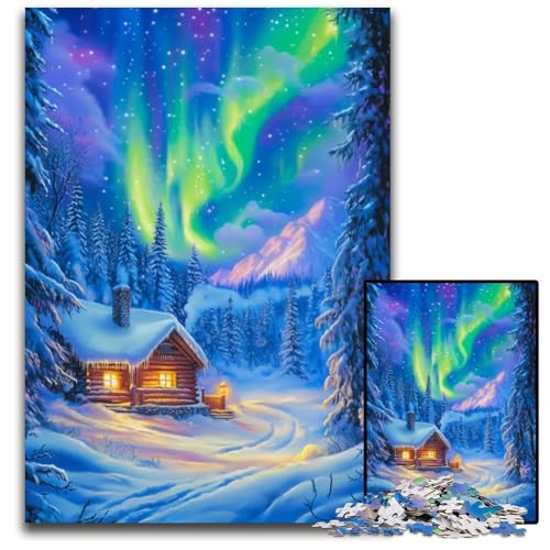 Puzzle 1000 Teile WinterwunderlandHütte schwierige Puzzles für Erwachsene Lernspielzeug für Jugendliche HeimbüroDekor 1000 PCS (75 x 50 cm) von mowenbingpeng