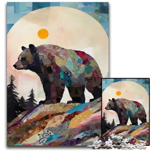 Puzzle 1000 Teile für Erwachsene Bärenporträt zerrissenes Papierpuzzle für Erwachsene Muttertag Geburtstage Weihnachten 1000 PCS (75 x 50 cm) von mowenbingpeng