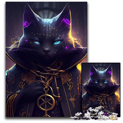 Puzzle 1000 Teile für Erwachsene Black Cat Magic Holzpuzzle für Erwachsene anspruchsvolles Denkspiel für Teenager Spaß für den Familienspielabend 1000 Teile (75 x 50 cm) von mowenbingpeng