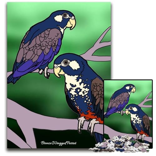 Puzzle 1000 Teile für Erwachsene Bronzeflügelpapageien Puzzles für Erwachsene DIY Heimdekoration Geschenk Denksportspiel 1000 Teile (75 x 50 cm) von mowenbingpeng