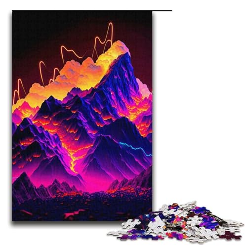 Puzzle 1000 Teile für Erwachsene Buntes Bergpuzzle Spiel zum Anfassen Einzigartige Heimdekoration und Geschenke 1000 PCS (38 x 26 cm) von mowenbingpeng