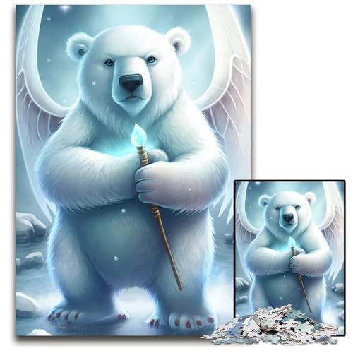 Puzzle 1000 Teile für Erwachsene ComicEisbär Holzpuzzle Denksportaufgabe Teenager Heimdekoration 1000 PCS (75 x 50 cm) von mowenbingpeng