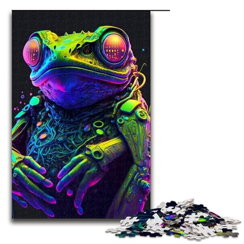 Puzzle 1000 Teile für Erwachsene Cyber Frog Neon Puzzle Spiel zum Anfassen einzigartige Heimdekoration und Geschenke 1000 PCS (75 x 50 cm) von mowenbingpeng