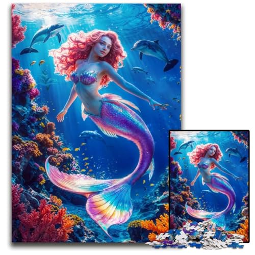 Puzzle 1000 Teile für Erwachsene Der Zauber der Meerjungfrau Puzzle Denkspiel für Jugendliche Familieninteraktion 1000 Teile (75 x 50 cm) von mowenbingpeng