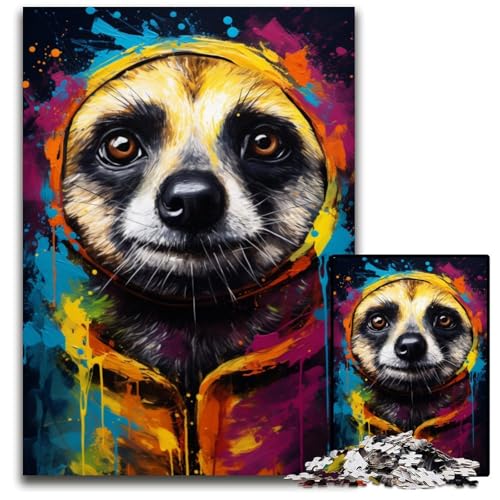 Puzzle 1000 Teile für Erwachsene Erdmännchen buntes Holzpuzzle Denksportspiel für Teenager 1000 Teile (75 x 50 cm) von mowenbingpeng