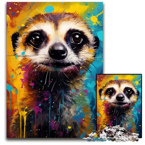 Puzzle 1000 Teile für Erwachsene Erdmännchen buntes Holzpuzzle Denksportspiel für Teenager 1000 Teile (75 x 50 cm) von mowenbingpeng