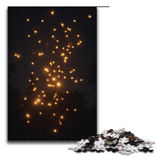 Puzzle 1000 Teile für Erwachsene Glitzernder Schwarm von Glühwürmchen Puzzle zum Anfassen einzigartige Heimdekoration und Geschenke 1000 Teile (38 x 26 cm) von mowenbingpeng