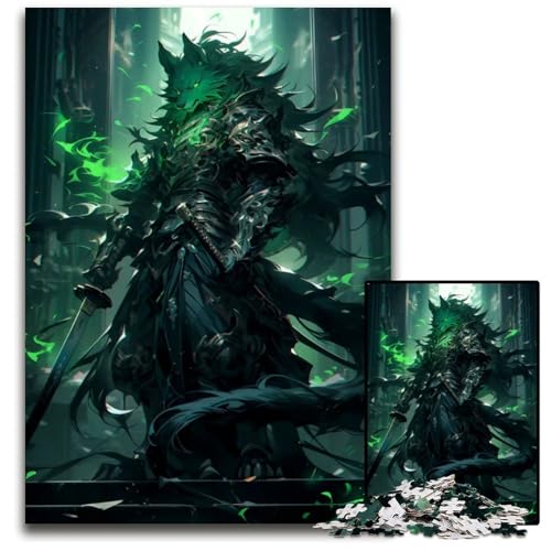 Puzzle 1000 Teile für Erwachsene Green Blade Ronin Feline Holzpuzzle für Erwachsene anspruchsvolles Denkspiel für Teenager Spaß für den Familienspielabend 1000 Teile (75 x 50 cm) von mowenbingpeng