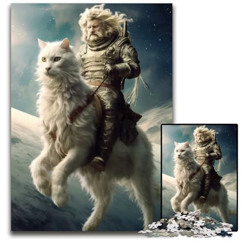Puzzle 1000 Teile für Erwachsene Katze Pferd Ritter Puzzle Denkspiel für Jugendliche Familieninteraktion 1000 Teile (38 x 26 cm) von mowenbingpeng