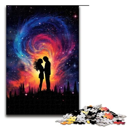 Puzzle 1000 Teile für Erwachsene Paar unter dem Sternenhimmel Puzzle praktisches Spiel einzigartige Heimdekoration und Geschenke 1000 Teile (75 x 50 cm) von mowenbingpeng