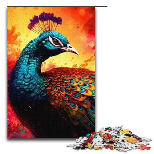 Puzzle 1000 Teile für Erwachsene Pfauen-Puzzle Spiel zum Anfassen einzigartige Heimdekoration und Geschenke 1000 PCS (38 x 26 cm) von mowenbingpeng