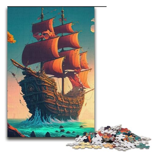 Puzzle 1000 Teile für Erwachsene Piratenschiff-Puzzle Spiel zum Anfassen einzigartige Heimdekoration und Geschenke 1000 PCS (38 x 26 cm) von mowenbingpeng