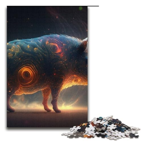 Puzzle 1000 Teile für Erwachsene Schweine-Puzzle praktisches Spiel einzigartige Heimdekoration und Geschenke 1000 PCS (38 x 26 cm) von mowenbingpeng