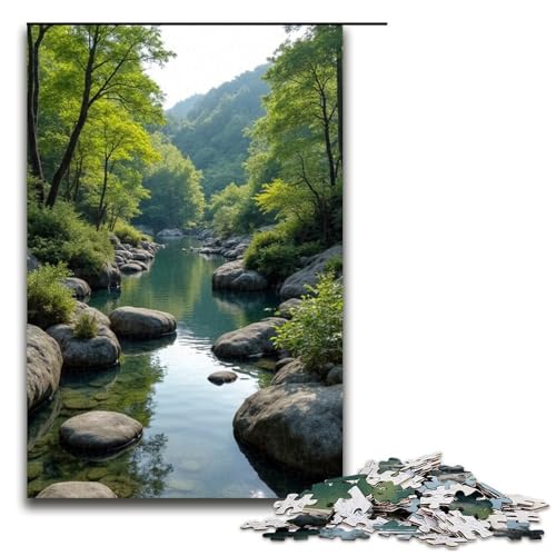 Puzzle 1000 Teile für Erwachsene Steingarten- und Teichpuzzle praktisches Spiel einzigartige Heimdekoration und Geschenke 1000 Teile (75 x 50 cm) von mowenbingpeng