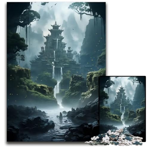 Puzzle 1000 Teile für Erwachsene Wasserfall in der Waldnatur Holzpuzzle kompliziertes Design für Teenager DIYDekor und gehirnfördernder Spaß 1000 PCS (75 x 50 cm) von mowenbingpeng