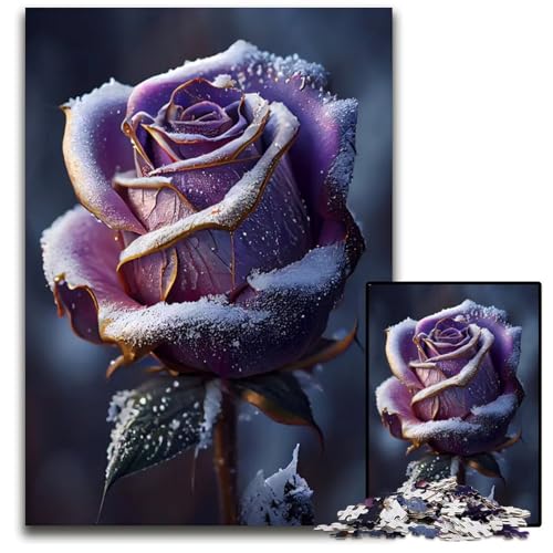Puzzle 1000 Teile für Erwachsene WinterLilaRose anspruchsvolle Puzzles Familienaktivität Denksportaufgabe Heimdekoration 1000 PCS (75 x 50 cm) von mowenbingpeng