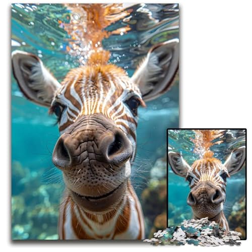 Puzzle 1000 Teile für Erwachsene ZebraUnterwasserPuzzle aus Holz Denksportspiel für Teenager 1000 Teile (38 x 26 cm) von mowenbingpeng