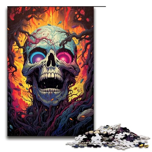 Puzzle 1000 Teile für Erwachsene buntes Totenkopf-Monster-Puzzle praktisches Spiel einzigartige Heimdekoration und Geschenke 1000 Teile (75 x 50 cm) von mowenbingpeng