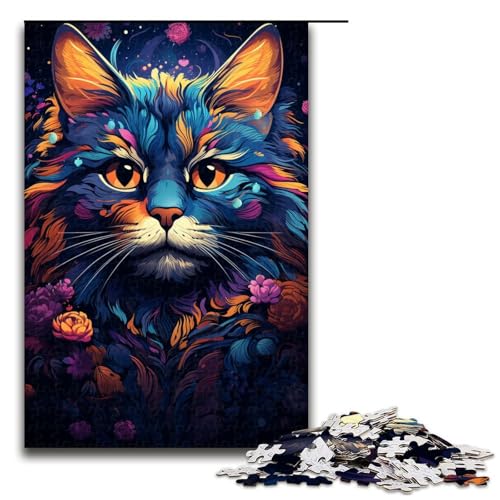 Puzzle 1000 Teile für Erwachsene buntes Weltraumkatzen-Puzzle praktisches Spiel einzigartige Heimdekoration und Geschenke 1000 Teile (75 x 50 cm) von mowenbingpeng