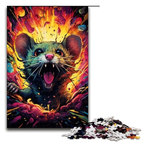 Puzzle 1000 Teile für Erwachsene buntes psychedelisches Maus-Puzzle praktisches Spiel einzigartige Heimdekoration und Geschenke 1000 PCS (75 x 50 cm) von mowenbingpeng