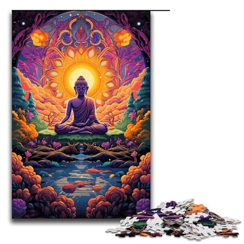 Puzzle 1000 Teile für Erwachsene farbenfrohes psychedelisches Buddha-Puzzle praktisches Spiel einzigartige Heimdekoration und Geschenke 1000 Teile (75 x 50 cm) von mowenbingpeng