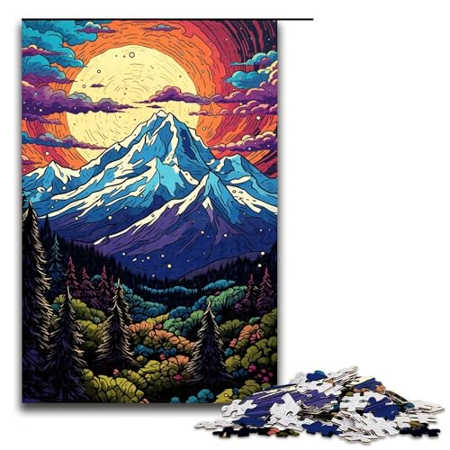 Puzzle 1000 Teile für Erwachsene farbenfrohes psychedelisches Landschaftspuzzle praktisches Spiel einzigartige Heimdekoration und Geschenke 1000 PCS (75 x 50 cm) von mowenbingpeng