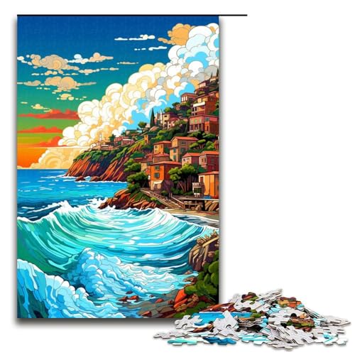 Puzzle 1000 Teile für Erwachsene farbenfrohes psychedelisches Landschaftspuzzle praktisches Spiel einzigartige Heimdekoration und Geschenke 1000 PCS (75 x 50 cm) von mowenbingpeng