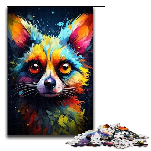 Puzzle 1000 Teile für Erwachsene farbenfrohes psychedelisches Lemur-Puzzle praktisches Spiel einzigartige Heimdekoration und Geschenke 1000 PCS (75 x 50 cm) von mowenbingpeng