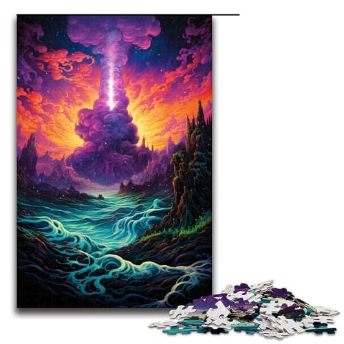 Puzzle 1000 Teile für Erwachsene farbenfrohes psychedelisches Ozeanwelt-Puzzle praktisches Spiel einzigartige Heimdekoration und Geschenke 1000 Teile (75 x 50 cm) von mowenbingpeng
