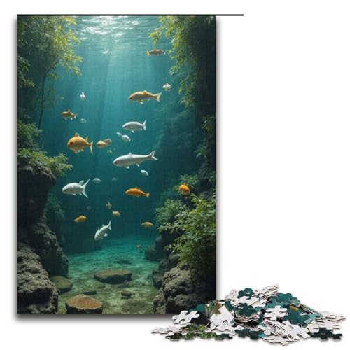 Puzzle 1000 Teile für Erwachsene kleines Fischteich-Puzzle praktisches Spiel einzigartige Heimdekoration und Geschenke 1000 Teile (38 x 26 cm) von mowenbingpeng