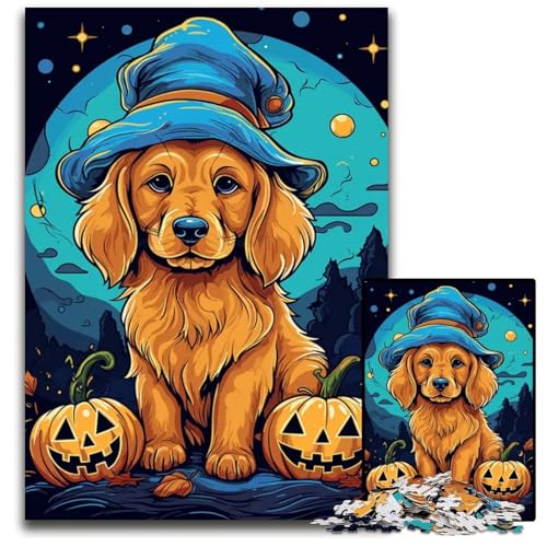 Puzzle 1000 Teile für Erwachsene süßer Hund Halloween Holzpuzzle für Erwachsene anspruchsvolles Denkspiel für Teenager Spaß für den Familienspielabend 1000 Teile (75 x 50 cm) von mowenbingpeng