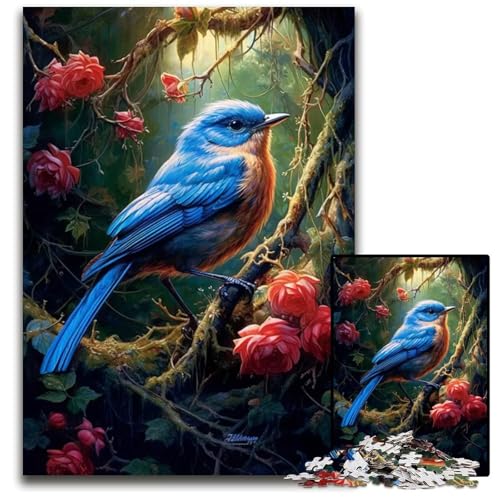 Puzzle 1000 Teile für Erwachsene süßes kleines blaues VogelPuzzle für Erwachsene Muttertag Geburtstag Weihnachten 1000 Teile (75 x 50 cm) von mowenbingpeng